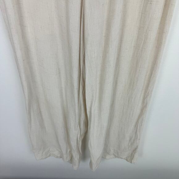 Moneau Womens Pull-On Linen Rayon Blend Casual Straight Leg Cream Pants Medium - Picture 4 of 9